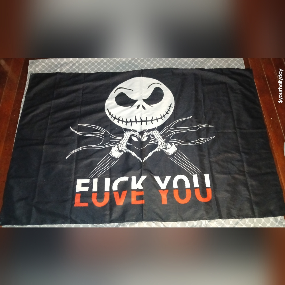 Jack Skeleton "F" You Love You Tapestry